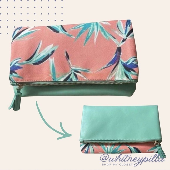 Rachel Pally Handbags - 3/$20 Rachel Pally Pink & Turquoise Tropical Reversible Clutch zipper handbag